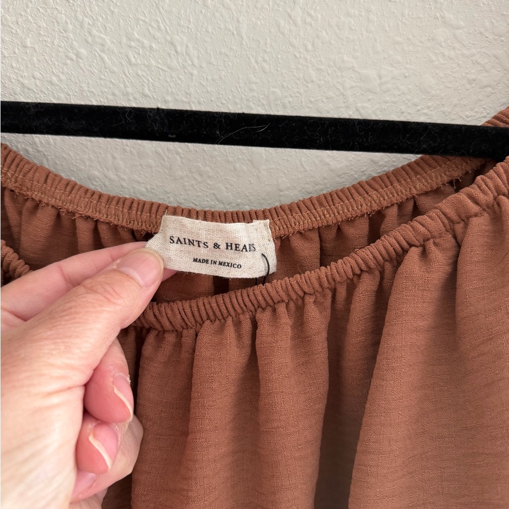 Elegant Brown Off-Shoulder Women's Top - Picture 4 of 10